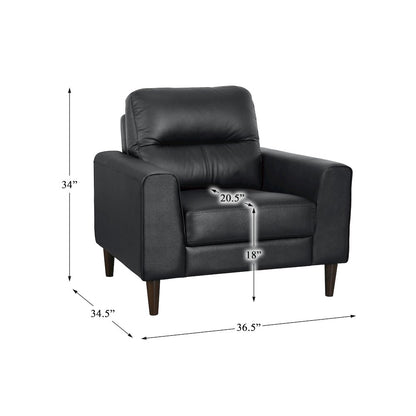 Lewes Leather Arm Chair In Black