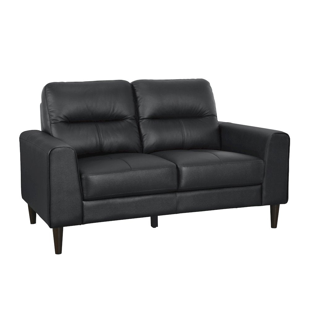 Lewes Leather Love Seat In Black