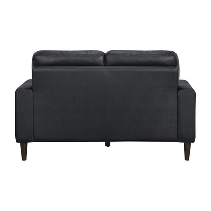 Lewes Leather Love Seat In Black