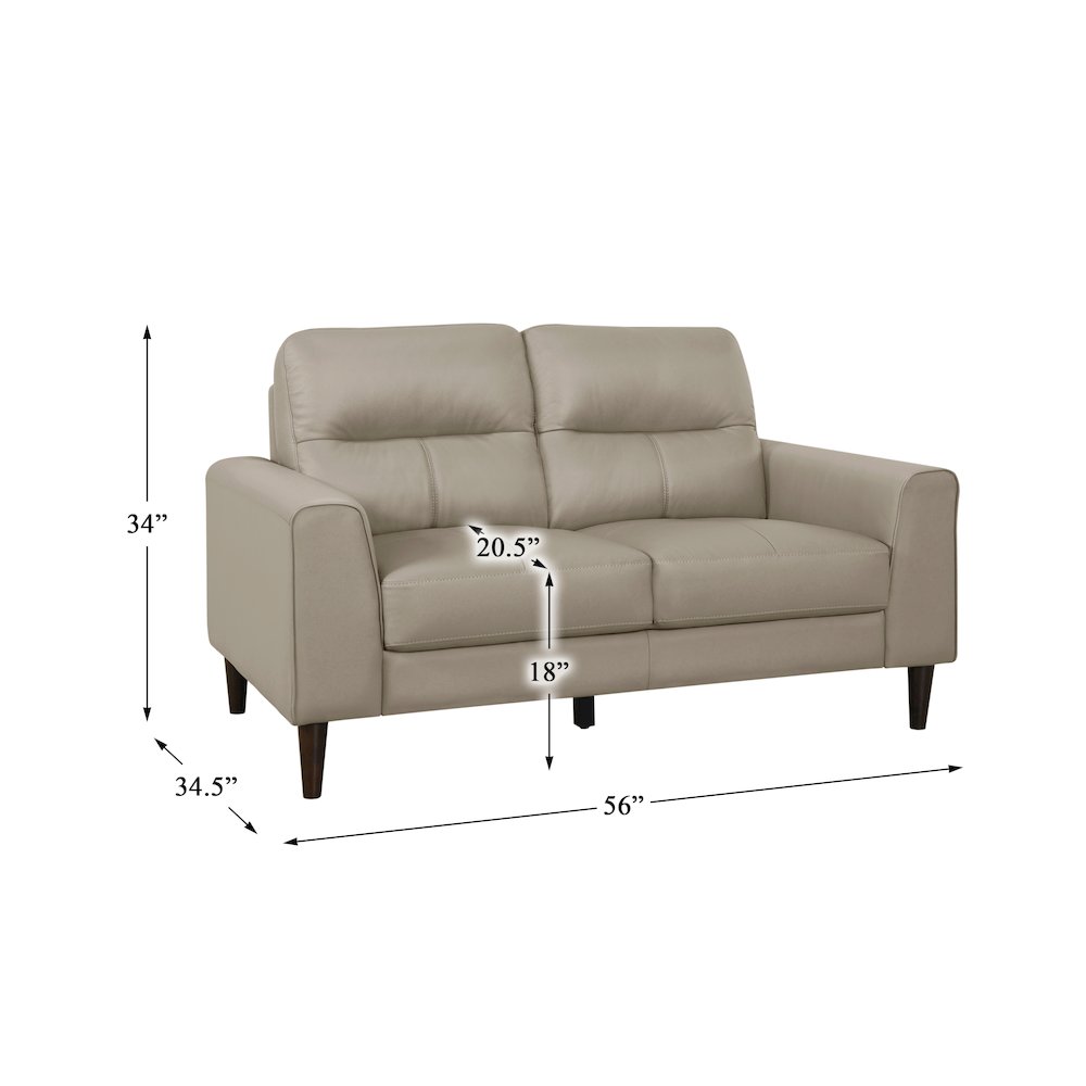 Lewes Leather Love Seat In Latte