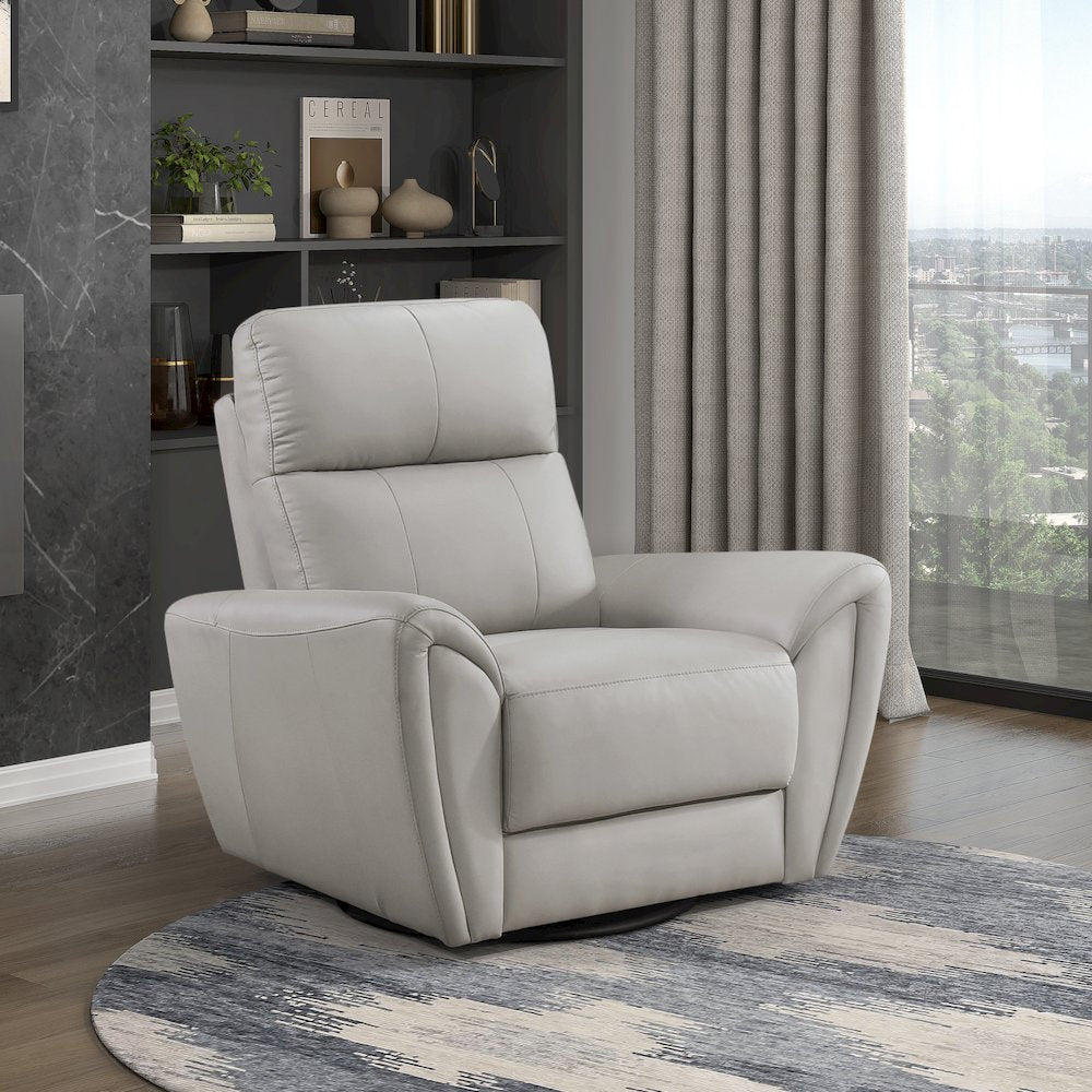 Essex Leather Swivel Glider Chair In