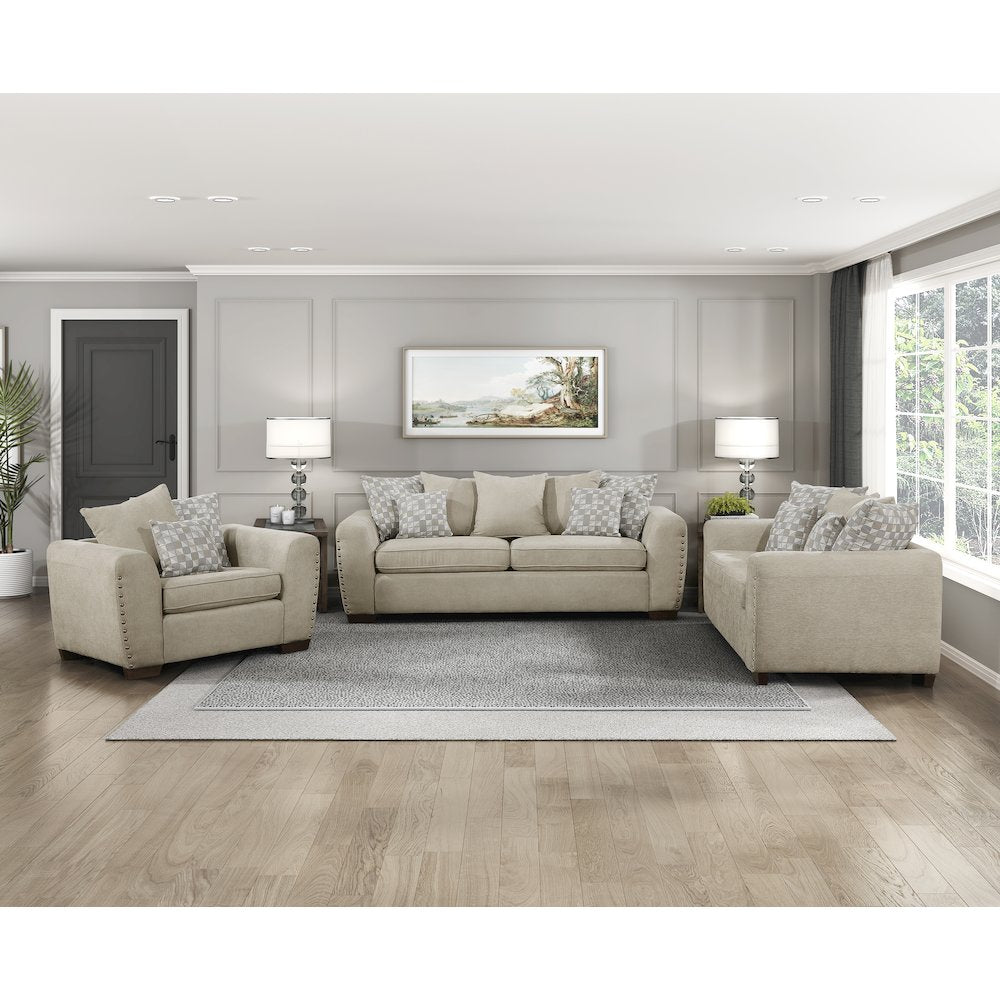 Hume Chenille Love Seat In Light Brown