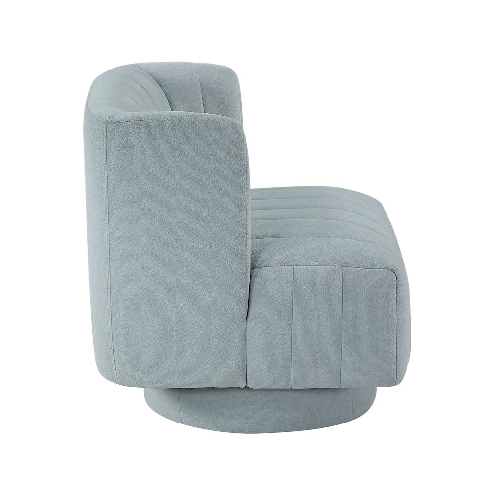 Joyce Textured Swivel Chair in Aqua Blue