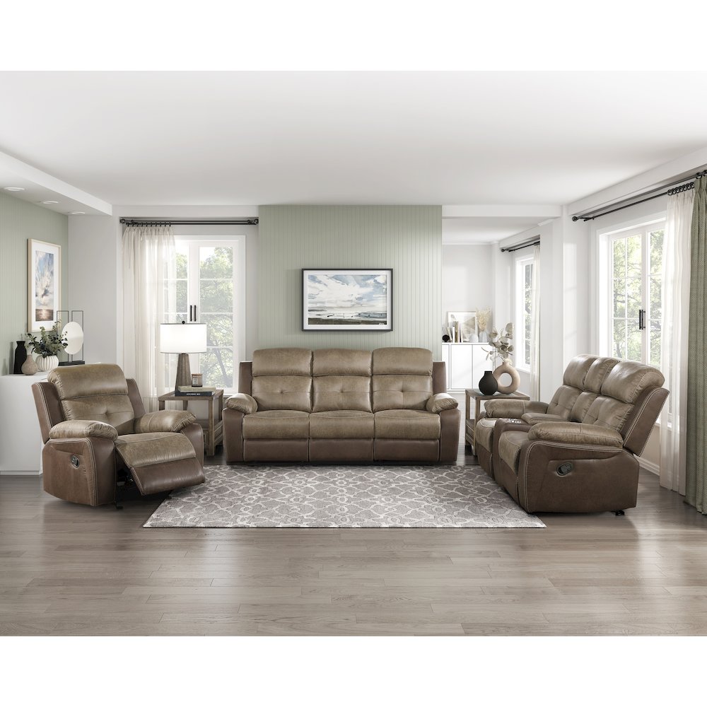 Glendale Microfiber Double Glider Reclining Love Seat In Brown