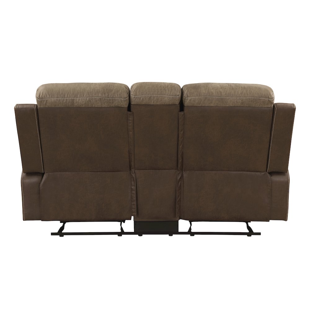 Glendale Microfiber Double Glider Reclining Love Seat In Brown
