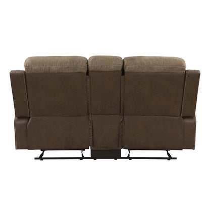 Glendale Microfiber Double Glider Reclining Love Seat In Brown