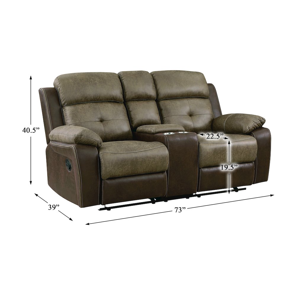 Glendale Microfiber Double Glider Reclining Love Seat In Brown