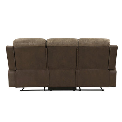 Glendale Microfiber Double Reclining Sofa In Brown