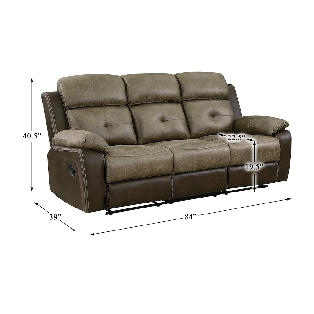Glendale Microfiber Double Reclining Sofa In Brown