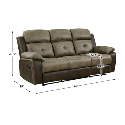 Glendale Microfiber Double Reclining Sofa In Brown