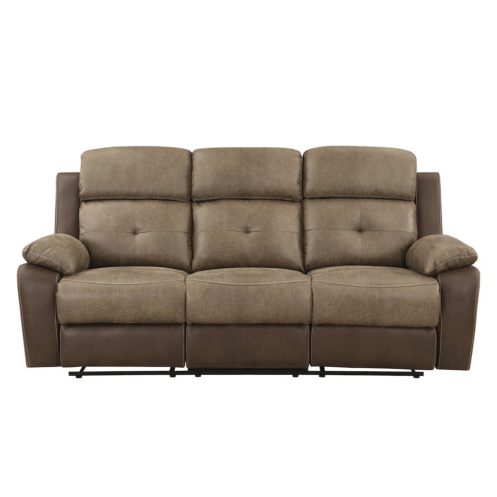 Glendale Microfiber Double Reclining Sofa In Brown
