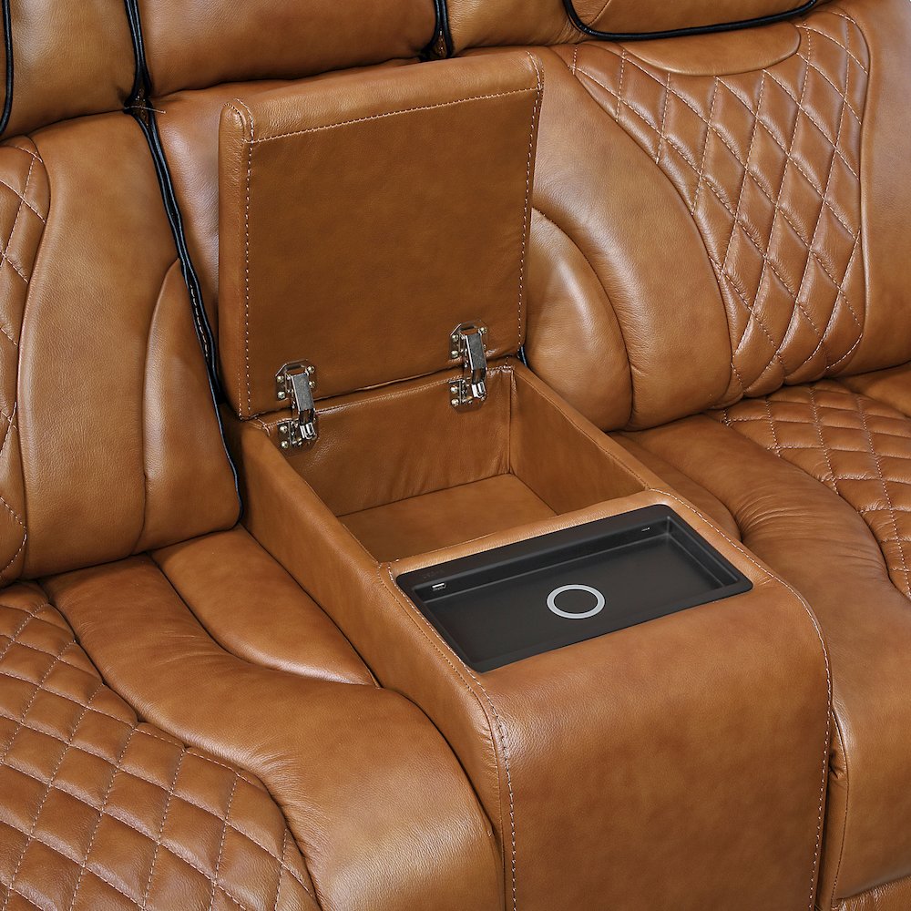 Apex Leather 2pc Set: Sofa, Love in Brown