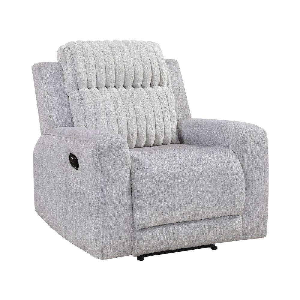 Benton Corduroy Reclining Chair in Light Gray