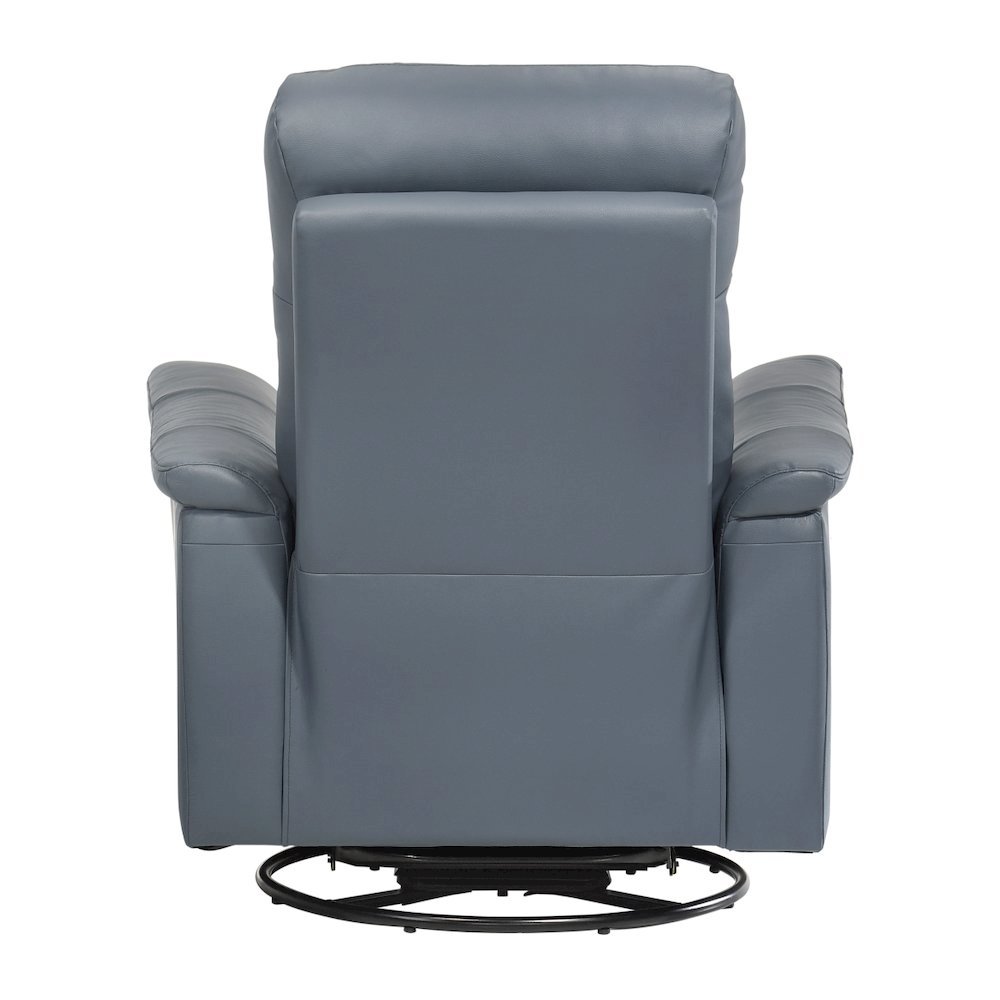 Blue Gray Leather Swivel Glider Recliner, Elegant Leather Recliner Chair