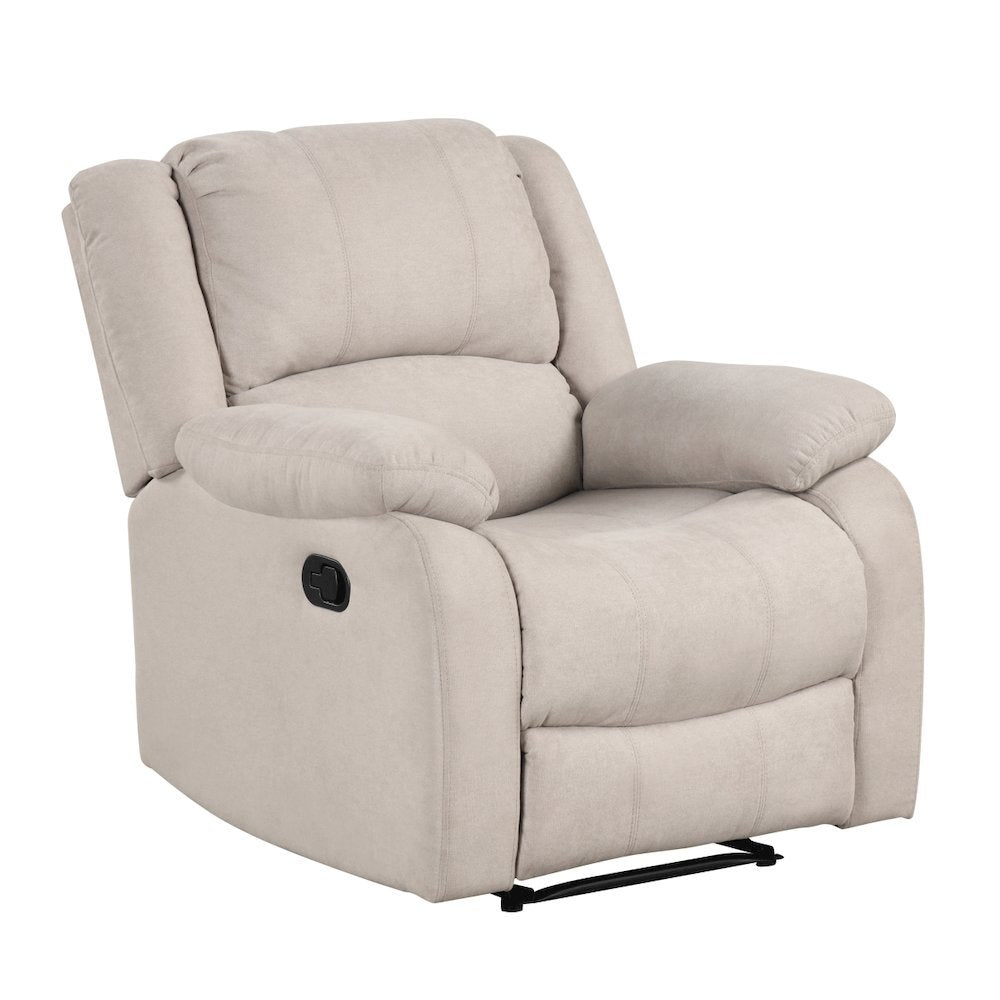Beige Manual Recliner, Plush Reclining Chair for Living Room Comfort