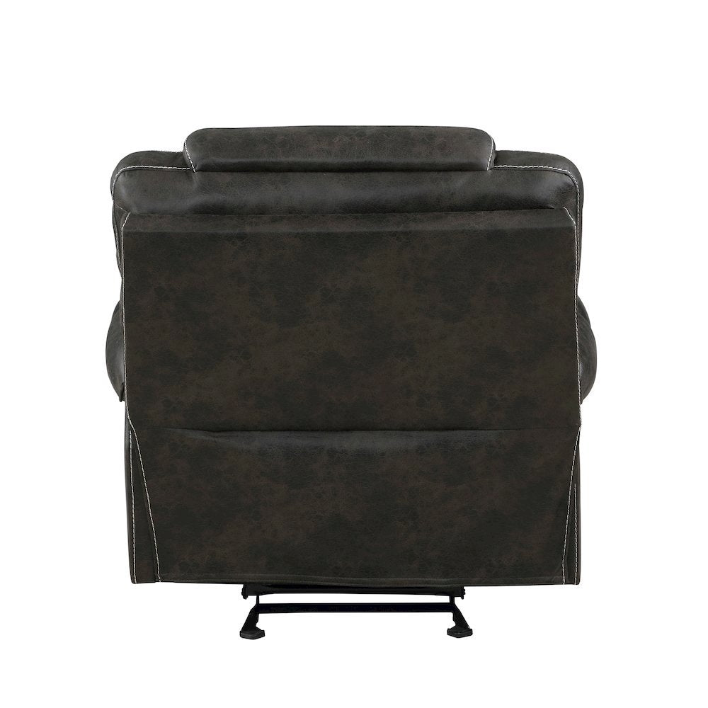 Chocolate Microfiber Manual Glider Recliner Chair with Plush Cushions