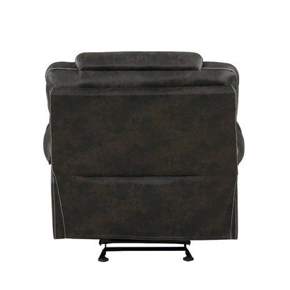 Chocolate Microfiber Manual Glider Recliner Chair with Plush Cushions