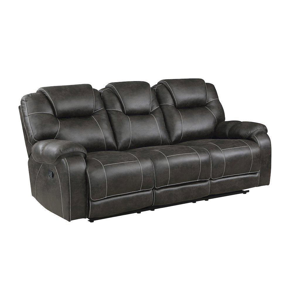 Chocolate Microfiber Double Reclining Sofa