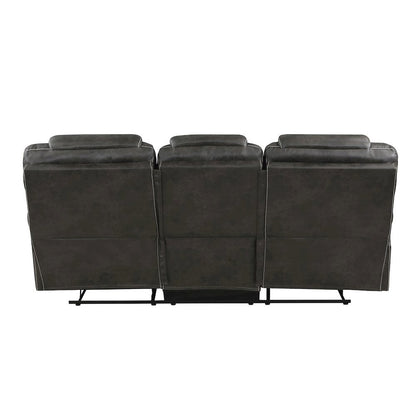 Chocolate Microfiber Double Reclining Sofa