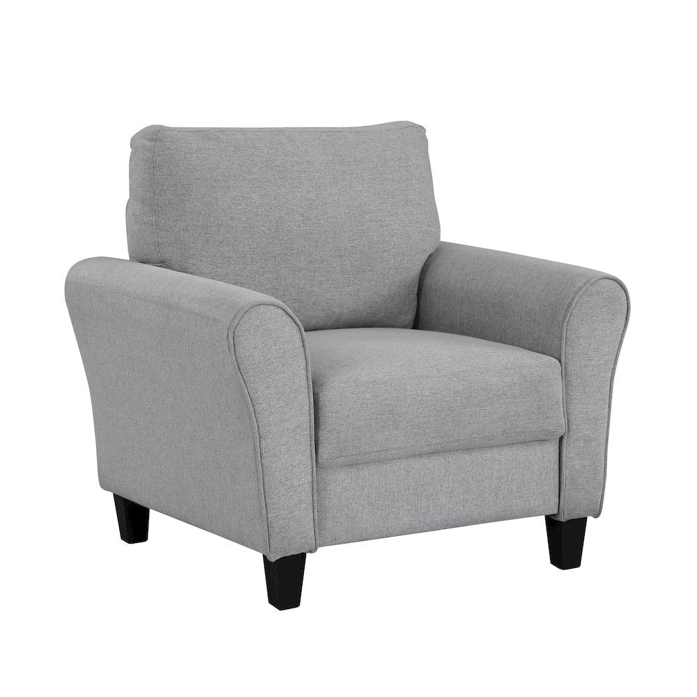Dark Gray Upholstered Arm Chair, Elegant Accent Chair for Living Room Spaces