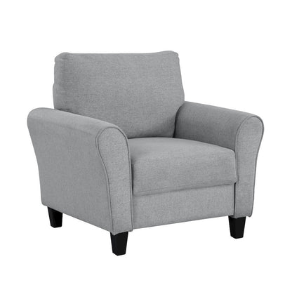 Dark Gray Upholstered Arm Chair, Elegant Accent Chair for Living Room Spaces