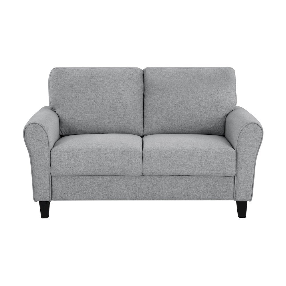 Dark Gray Upholstered Love Seat, Small Loveseat Sofa for Compact Spaces