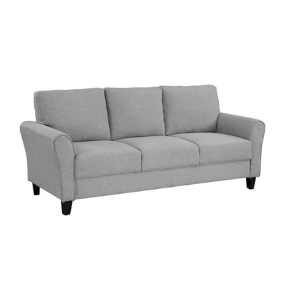 Dark Gray Upholstered 3 Seater Couch, Elegant Small Sofa Couch for Living Rooms
