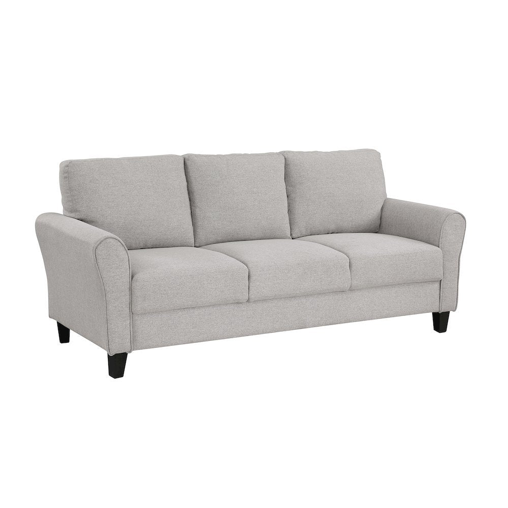 Sand Color Upholstered 3 Seater Couch, Elegant Small Sofa Couch for Living Rooms