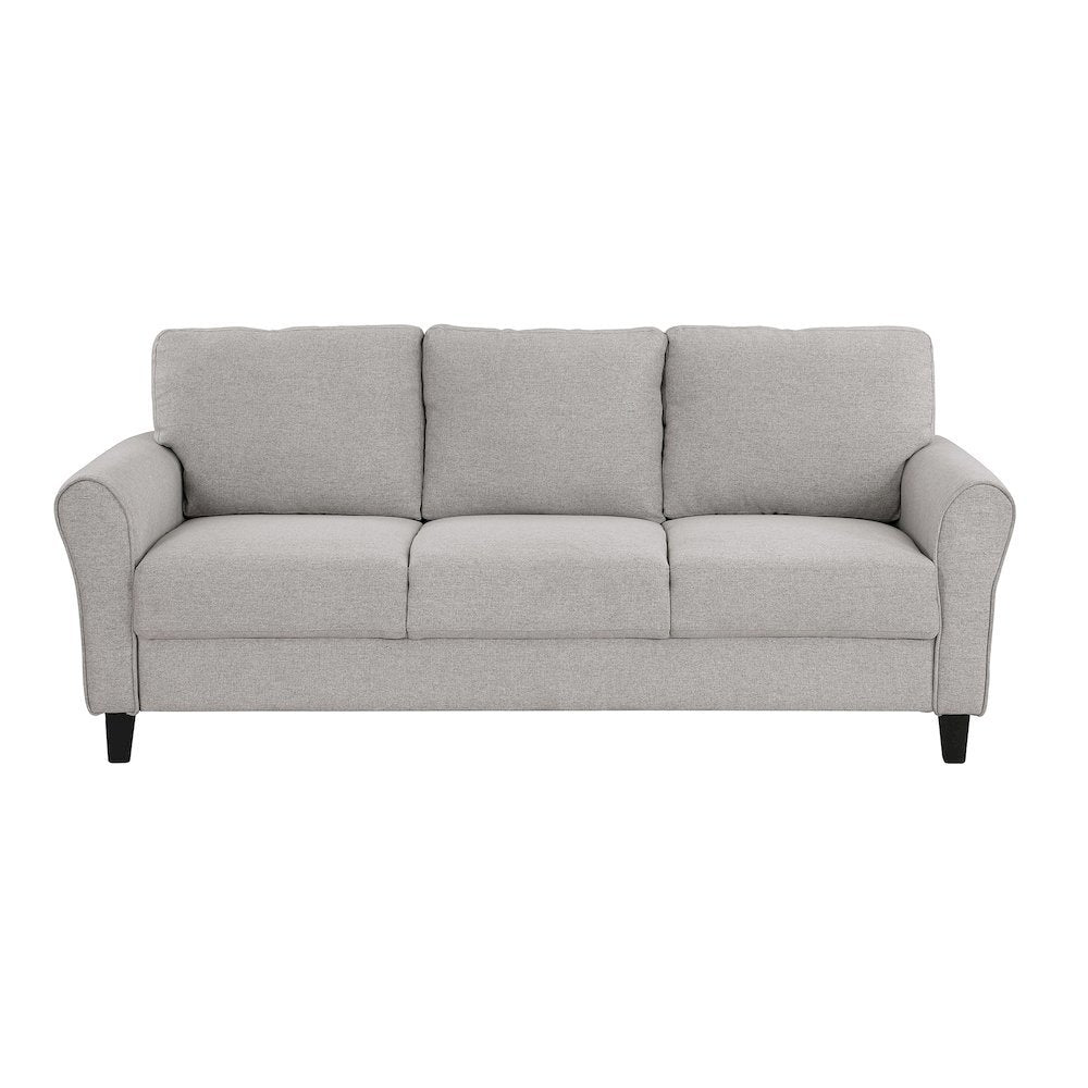 Sand Color Upholstered 3 Seater Couch, Elegant Small Sofa Couch for Living Rooms
