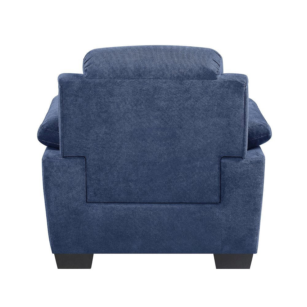 Blue Accent Arm Chair with Comfy Cushions for Living Room Seating