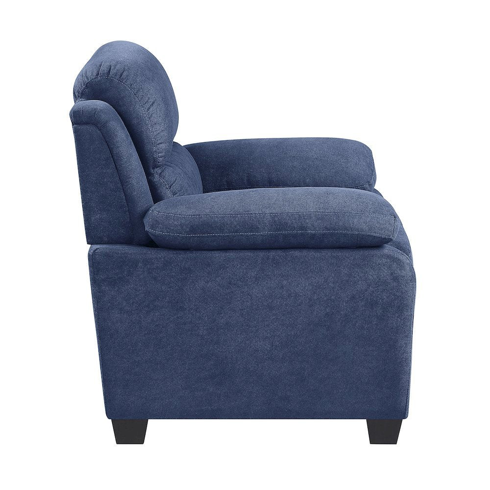 Blue Accent Arm Chair with Comfy Cushions for Living Room Seating
