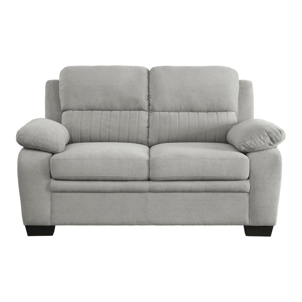 Gray Small Love Seat Couch with Textured Fabric for Living Room