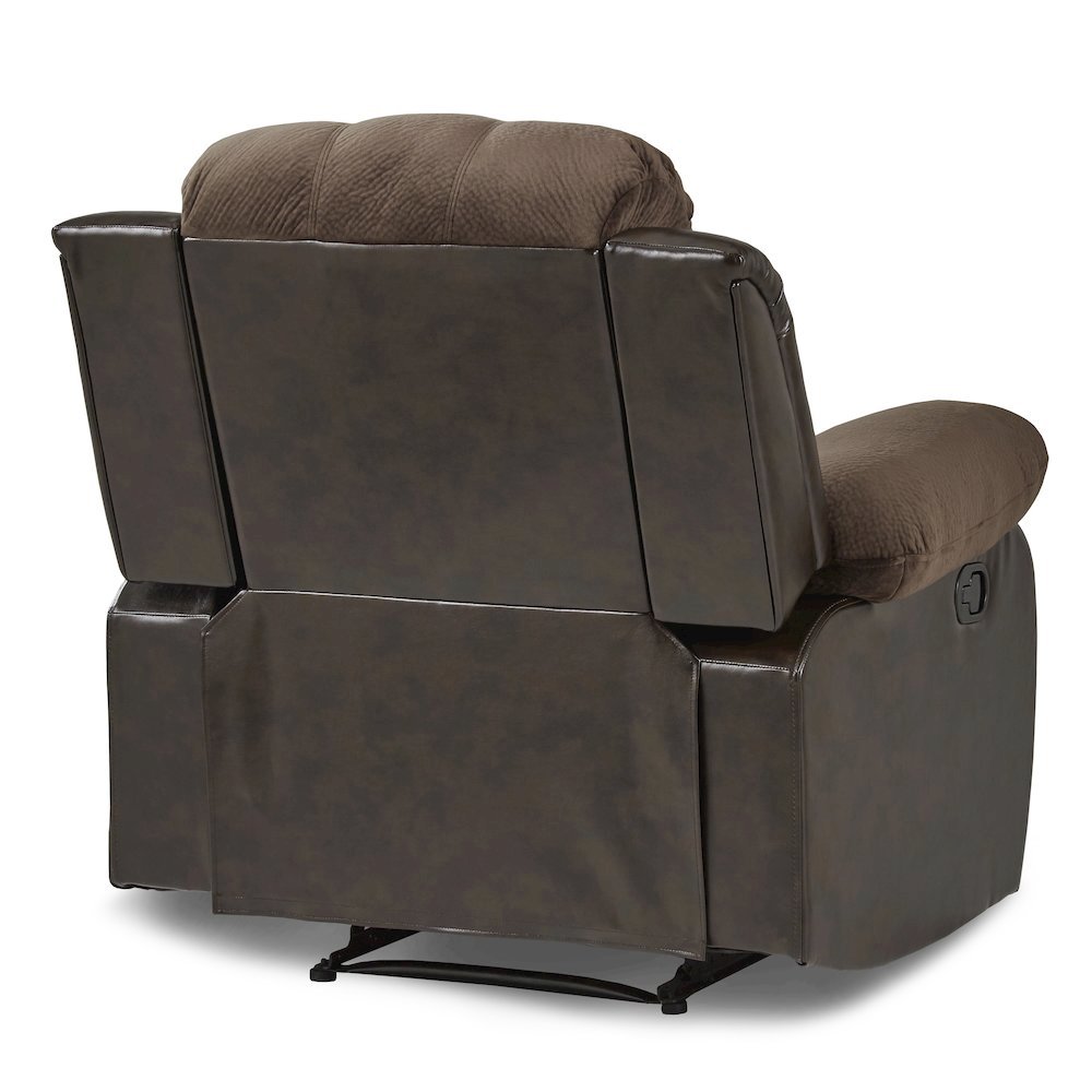 Chocolate Color Fabric Recliner Chair, Plush Manual Recliner for Living Spaces