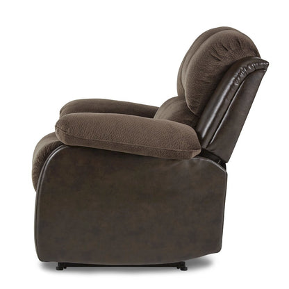 Chocolate Color Fabric Recliner Chair, Plush Manual Recliner for Living Spaces