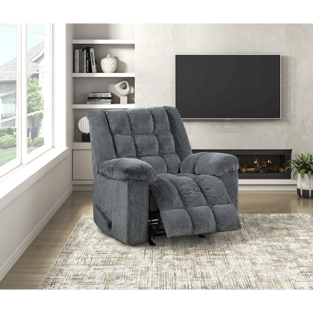 Baldwin Chenille Rocker Reclining Chair in Gray