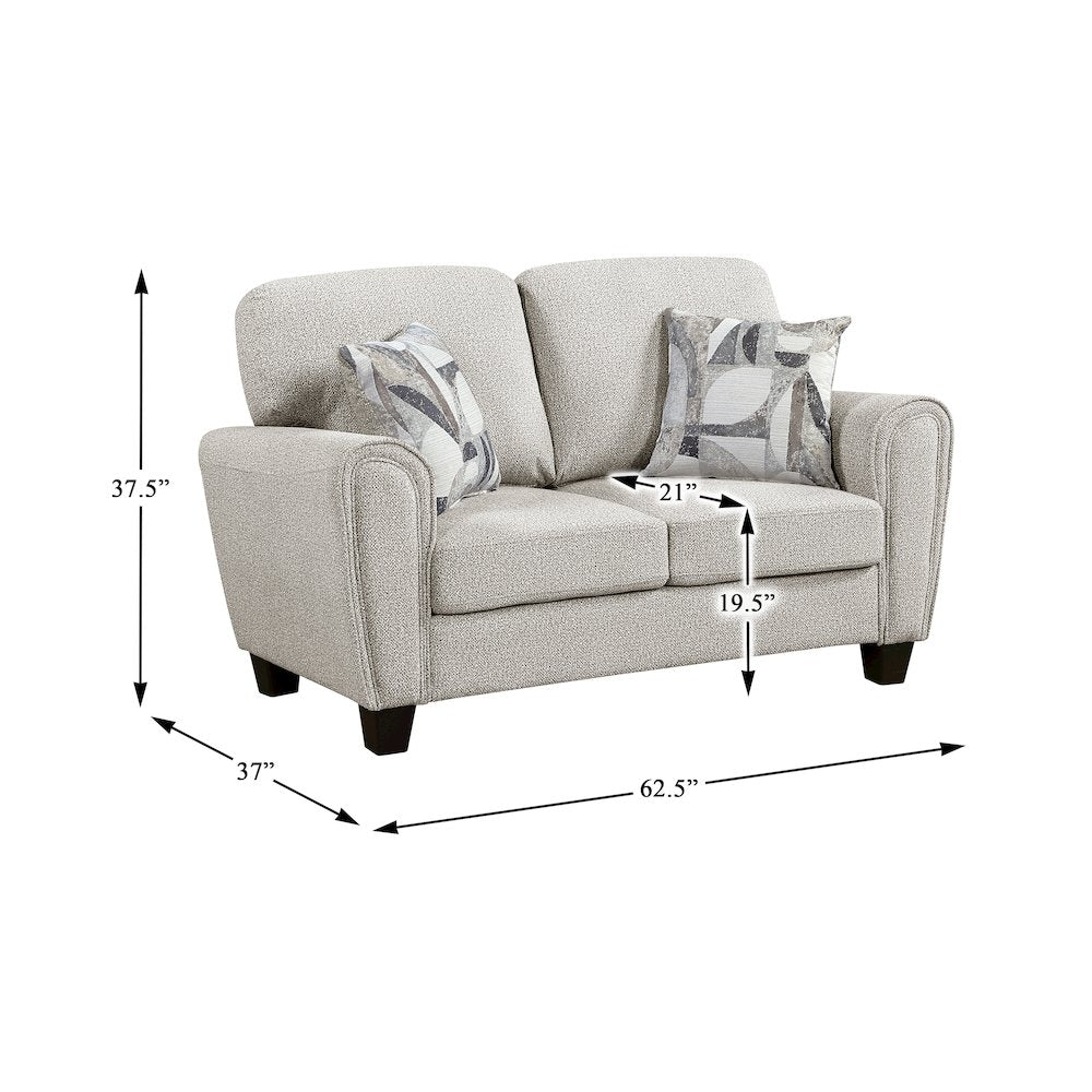 Lemond Chenille Love Seat in Gray