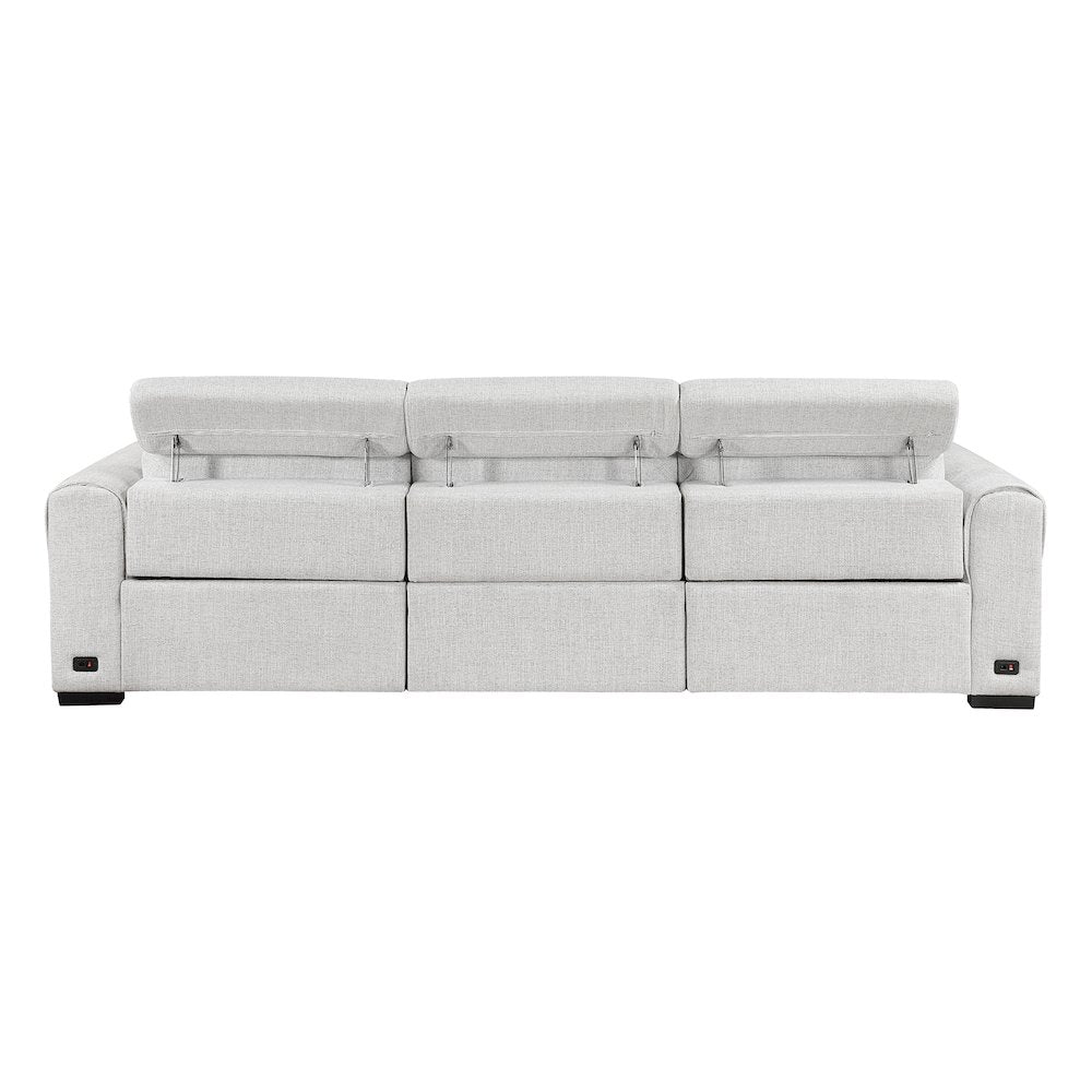 McPherson Chenille Power Double Reclining Sofa in Cloud