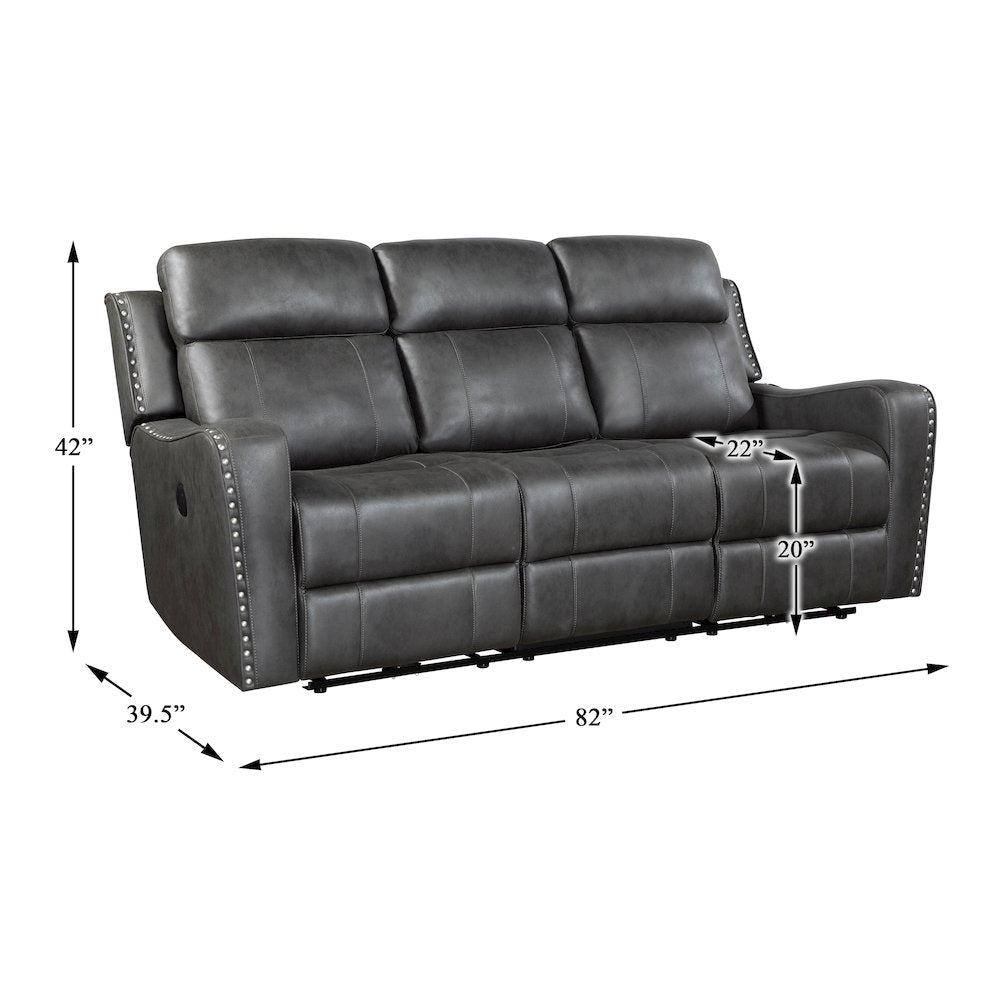 Kellen Microfiber 3pc Set: Sofa, Love, Chair in Smoky Gray