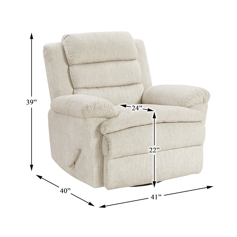 Oxford Microfiber Swivel Glider Reclining Chair in Beige
