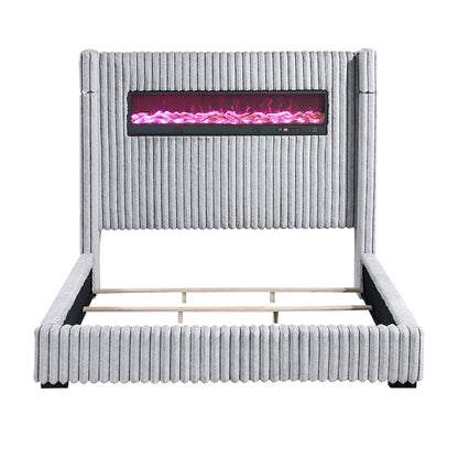 Fitzroy Corduroy California King Bed in Gray