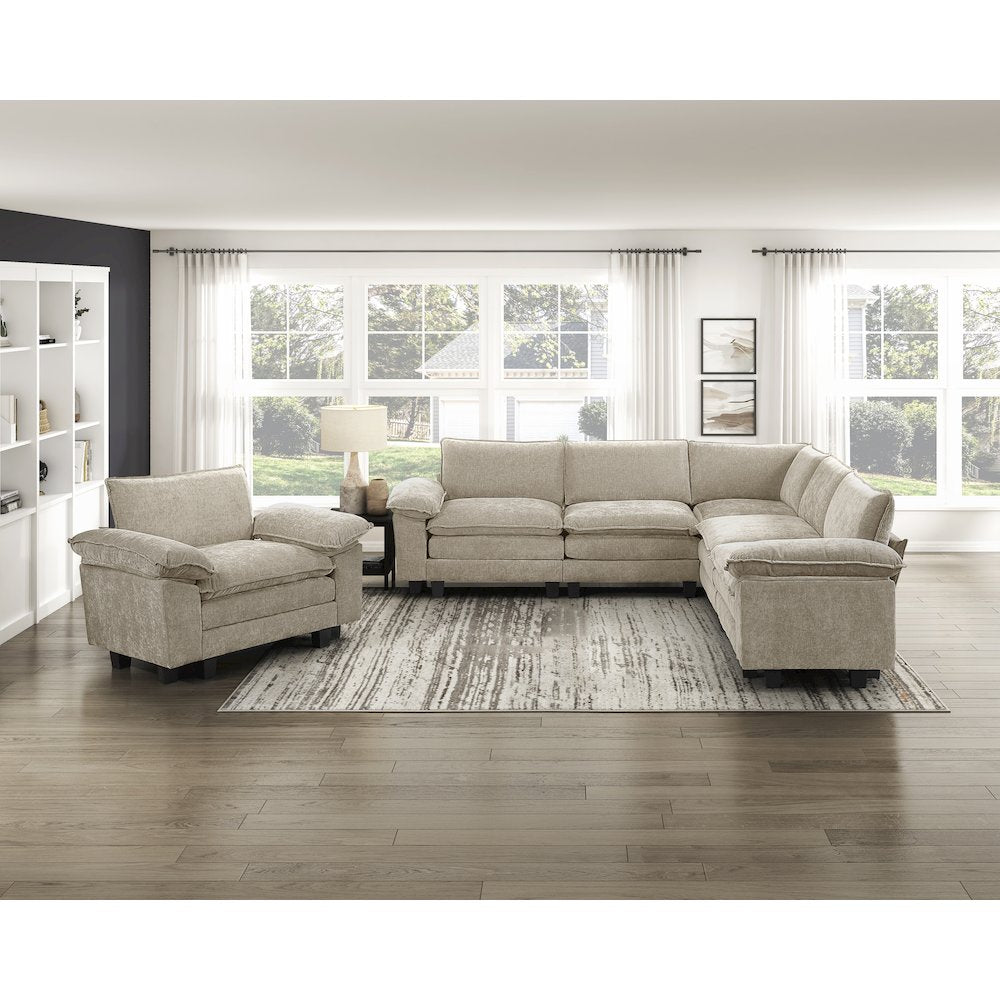 Dublin Chenille 5-Piece Modular Sectional in Taupe