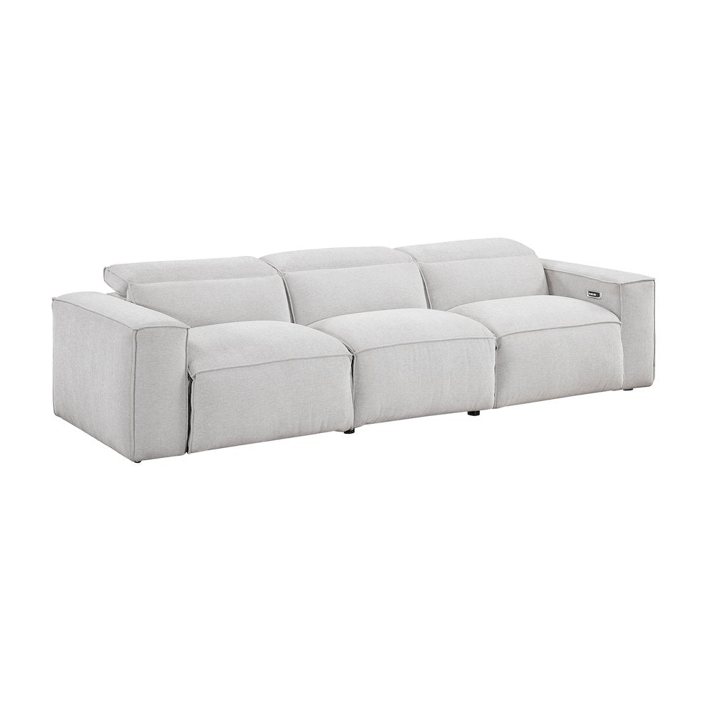 Phoebe Microfiber Power Double Reclining Sofa in Light Gray