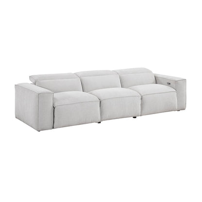 Phoebe Microfiber Power Double Reclining Sofa in Light Gray