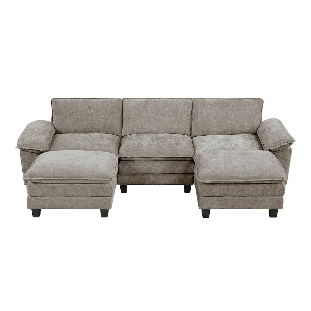 Dublin Chenille 5-Piece Modular Sectional with Ottoman in Dark Pewter