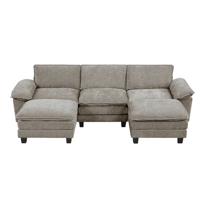 Dublin Chenille 5-Piece Modular Sectional with Ottoman in Dark Pewter