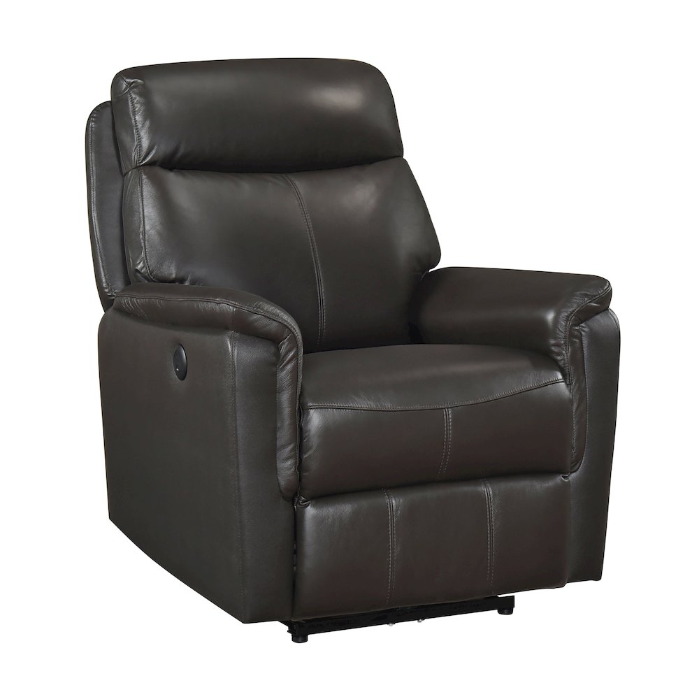 Leif Leather Power Reclining Chair in Dark Brown