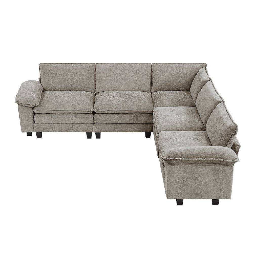 Dublin Chenille 5-Piece Modular Sectional in Dark Pewter