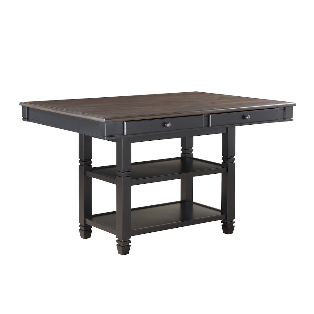 Baywater Asian Hardwood 5pcs Cntr Height Dining Set in Natural and Black