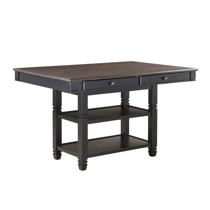 Baywater Asian Hardwood 5pcs Cntr Height Dining Set in Natural and Black