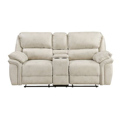 Proctor Microfiber Dbl Reclining Love Seat with Center Console in Sand